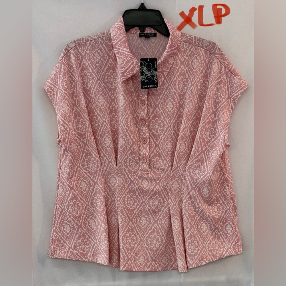 Ava & Grace Pink Geometric Blouse